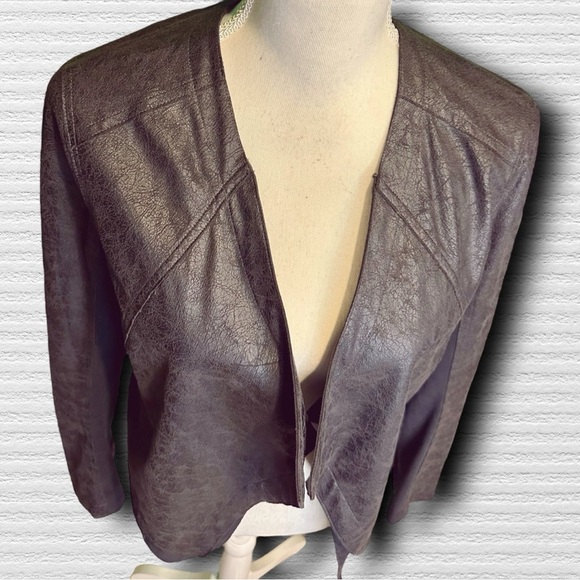 Lysse Black ‘Origami’ 2 Layer Lapel Open Front Vegan Leather Jacket Size XS - Picture 4 of 16